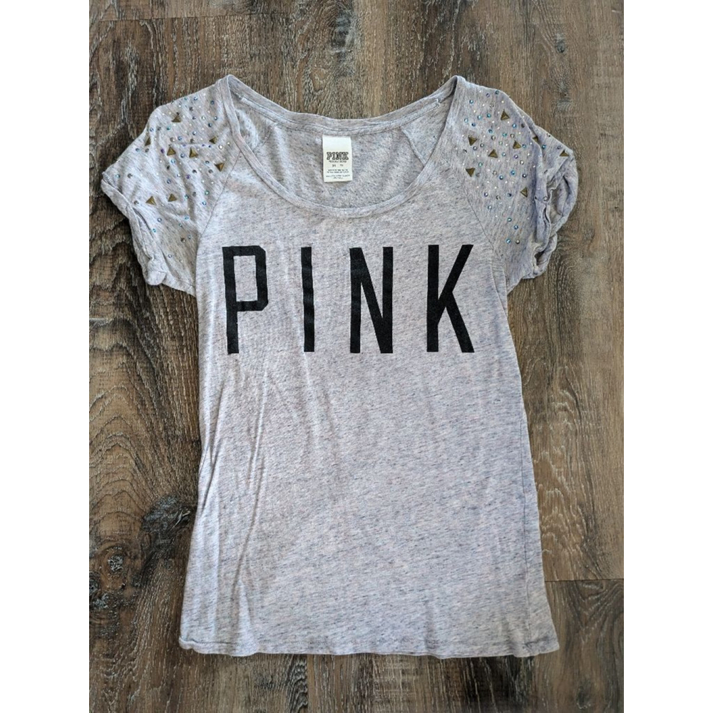 Women's PINK T-Shirt, XS, Gray, Multi